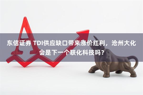 东信证券 TDI供应缺口带来涨价红利，沧州大化会是下一个联化科技吗？
